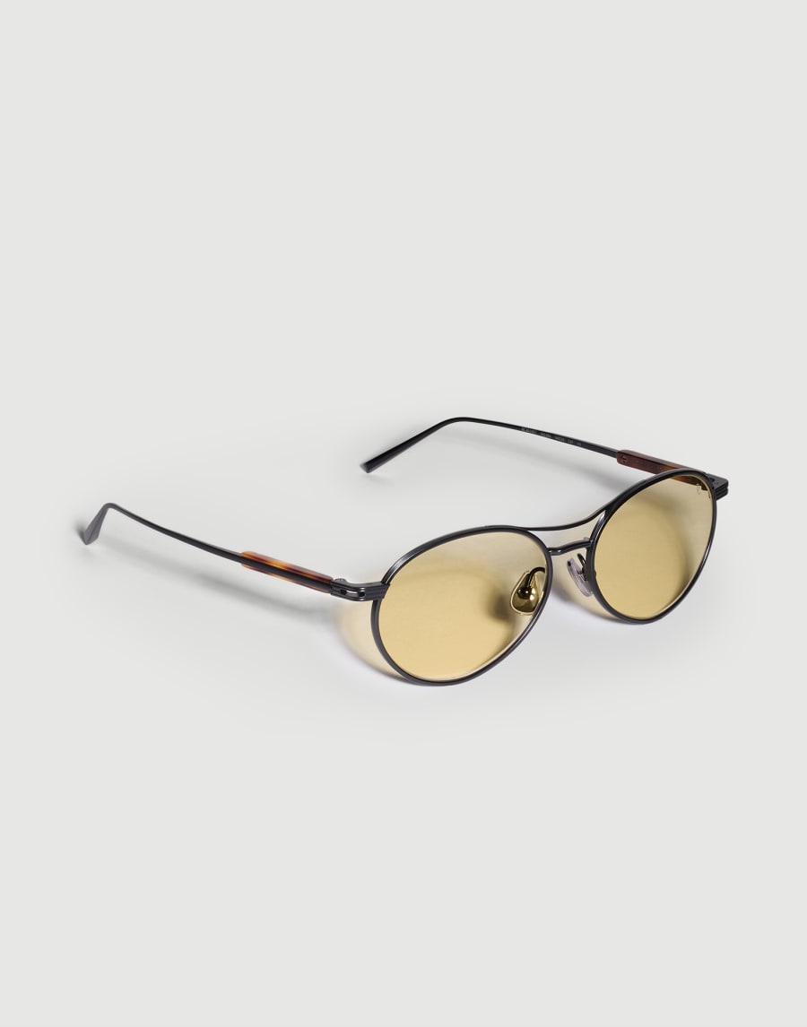 Oval titanium sunglasses Black Eyewear - Brunello Cucinelli