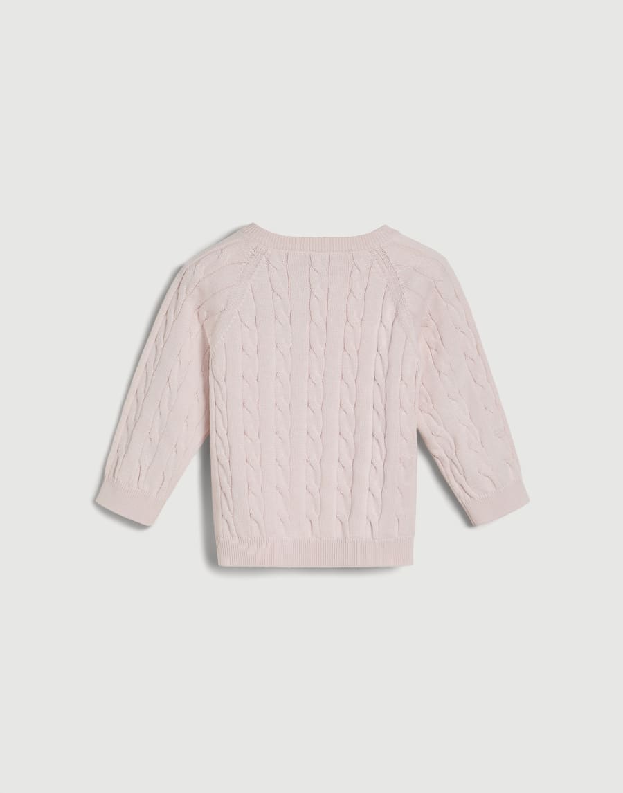 Pull Baby Bernie en coton à torsades Rose Bébé - Brunello Cucinelli