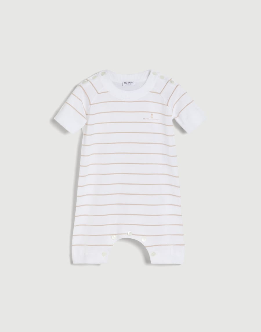 Bernie Baby knit coverall Light Brown Baby - Brunello Cucinelli