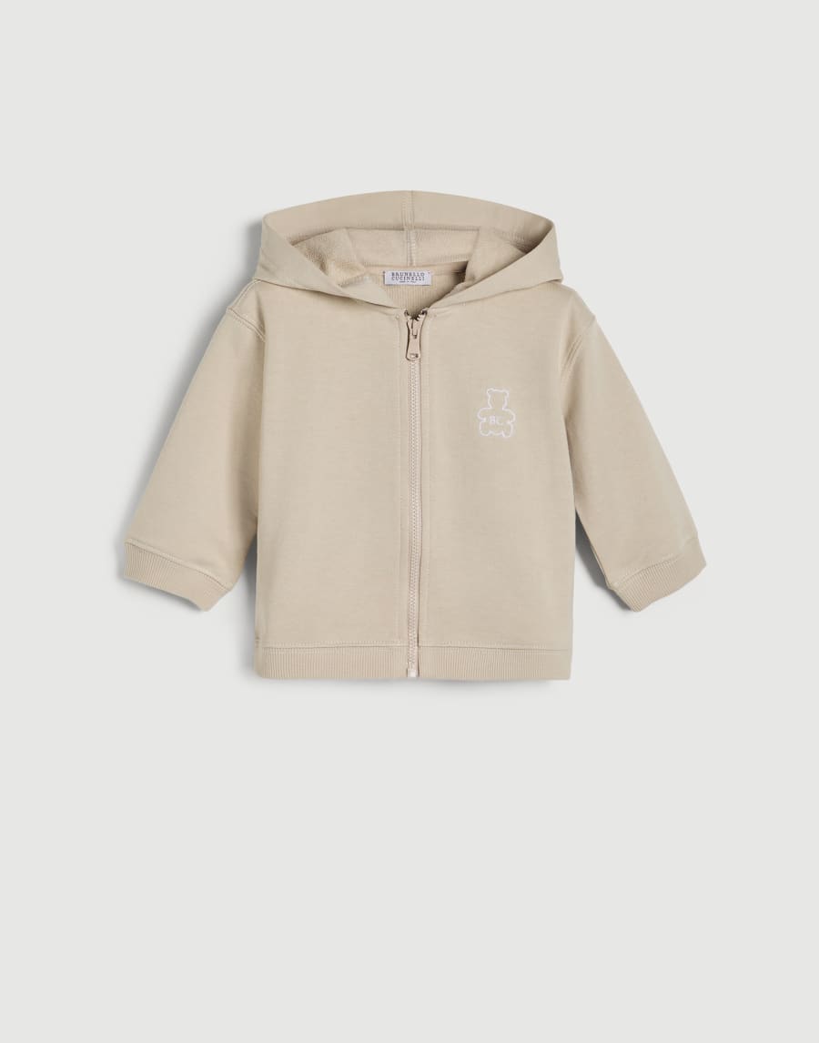 Haut Baby Bernie avec capuche et fermeture éclair Sable Bébé - Brunello Cucinelli
