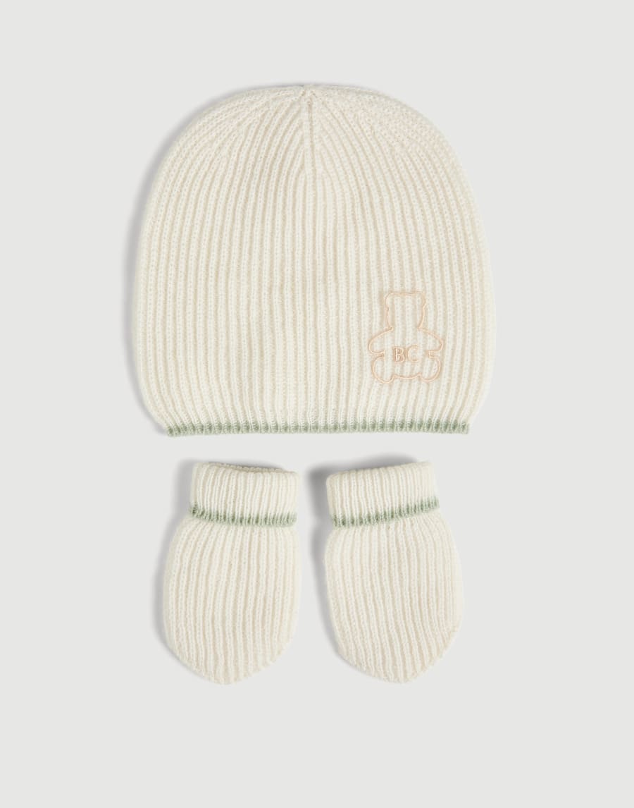 Ensemble bonnet, gants et chaussettes Baby Bernie Menthe Bébé - Brunello Cucinelli