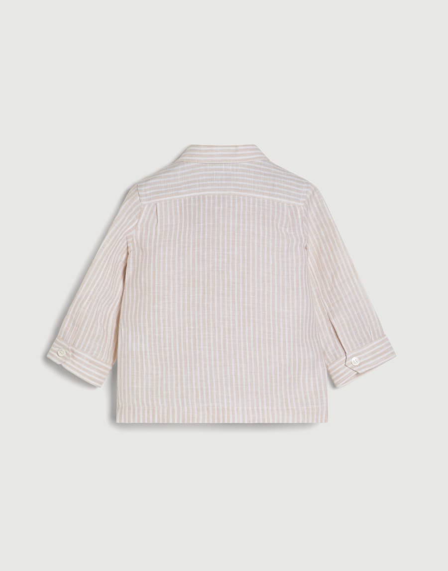 Chemise Baby Bernie en toile rayée Avoine Bébé - Brunello Cucinelli