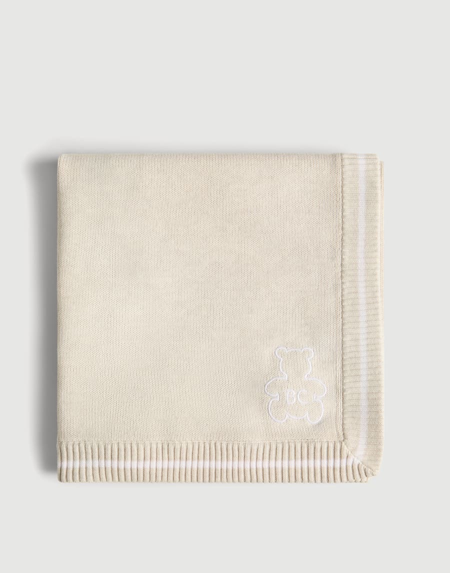 Baby Bernie cotton knit blanket Oat Baby - Brunello Cucinelli