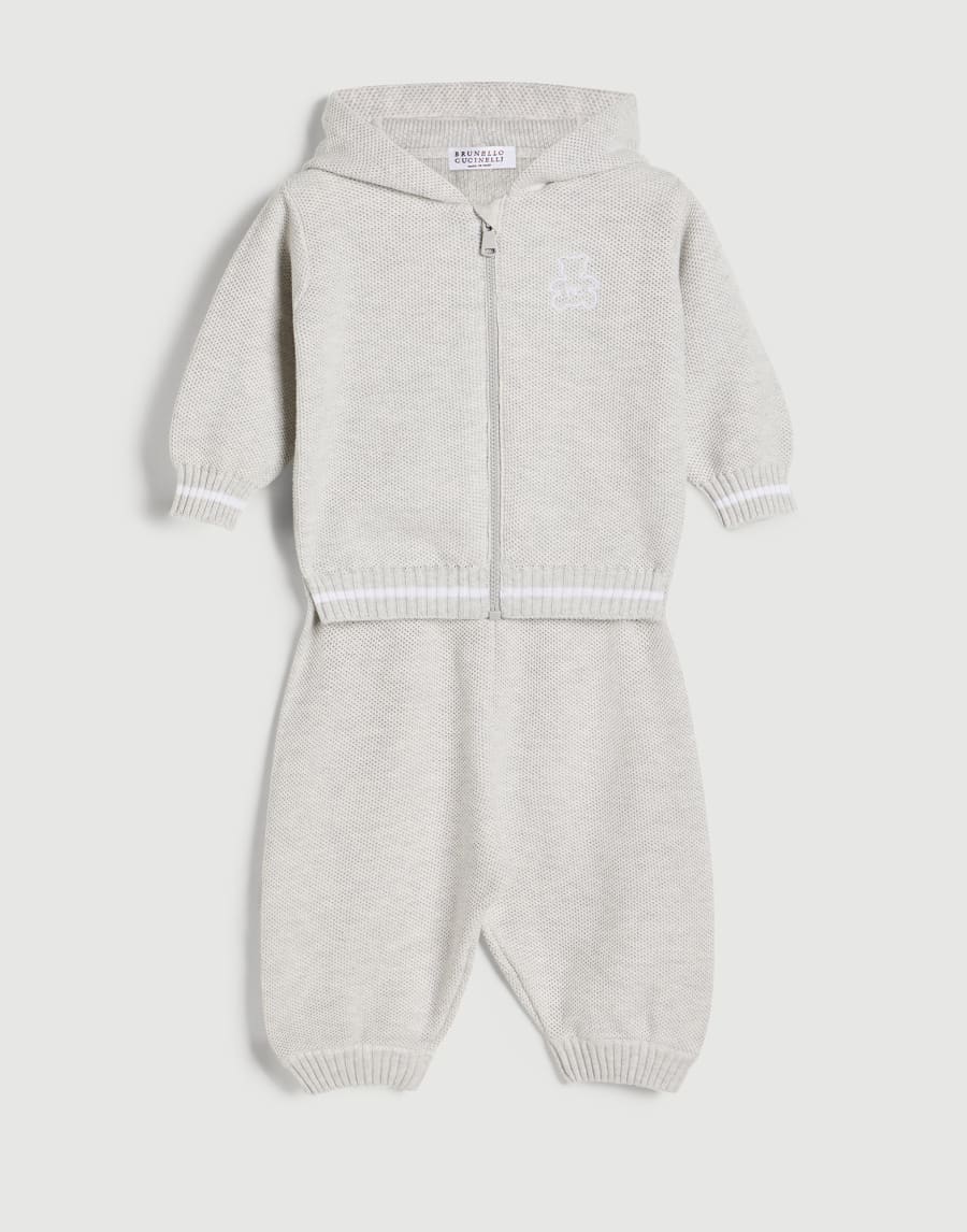 Baby Bernie knit coordinated set Fog Baby - Brunello Cucinelli