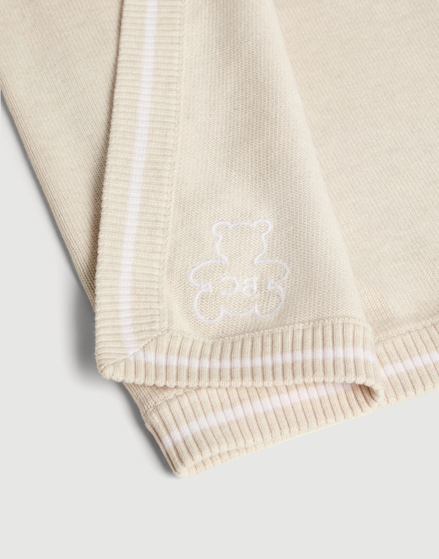 Baby Bernie cotton knit blanket Oat Baby - Brunello Cucinelli