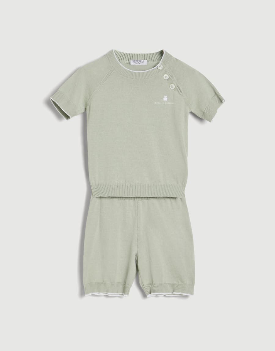 Baby Bernie knit coordinated set Mint Green Baby - Brunello Cucinelli