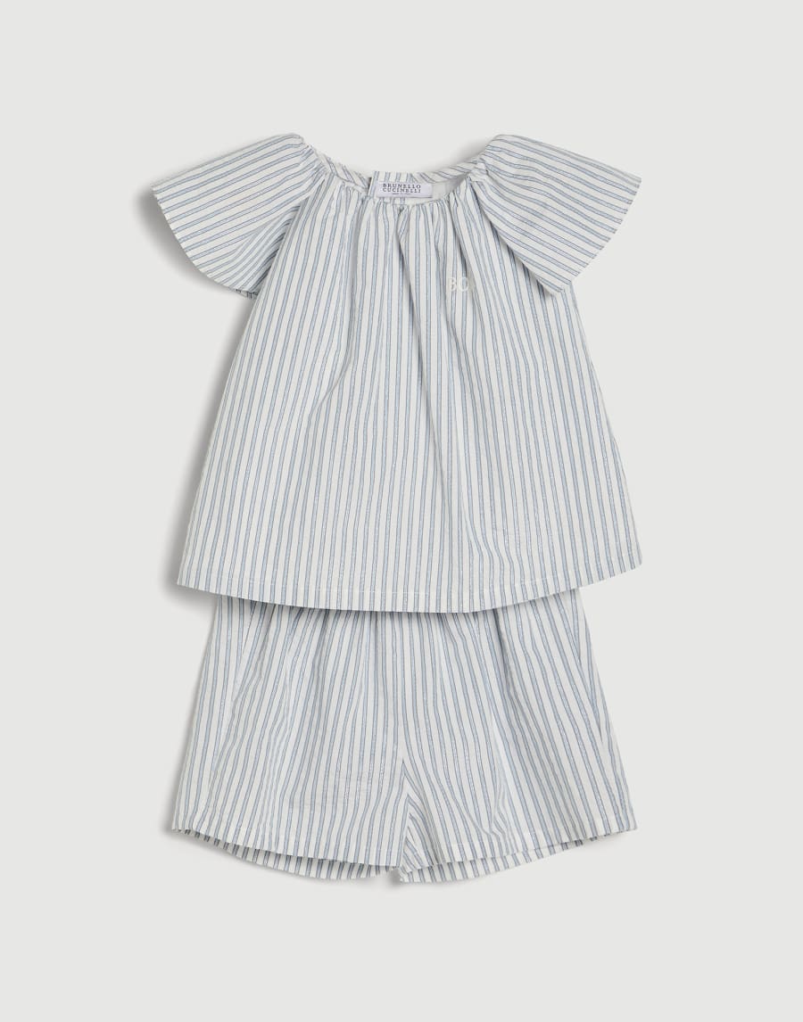 Baby Bernie striped coordinated set Sky Blue Baby - Brunello Cucinelli