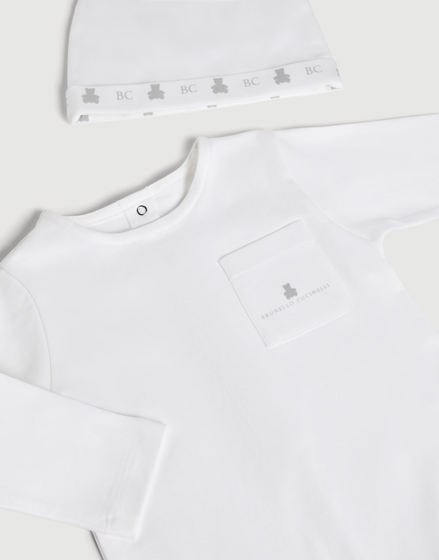 伯尼小熊连衣裤和帽子套装 白色 幼童 - Brunello Cucinelli