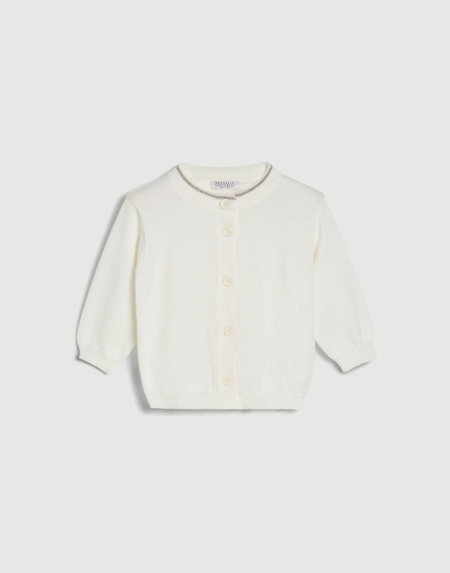 Baby Bernie cardigan with Sparkling collar Panama Baby - Brunello Cucinelli