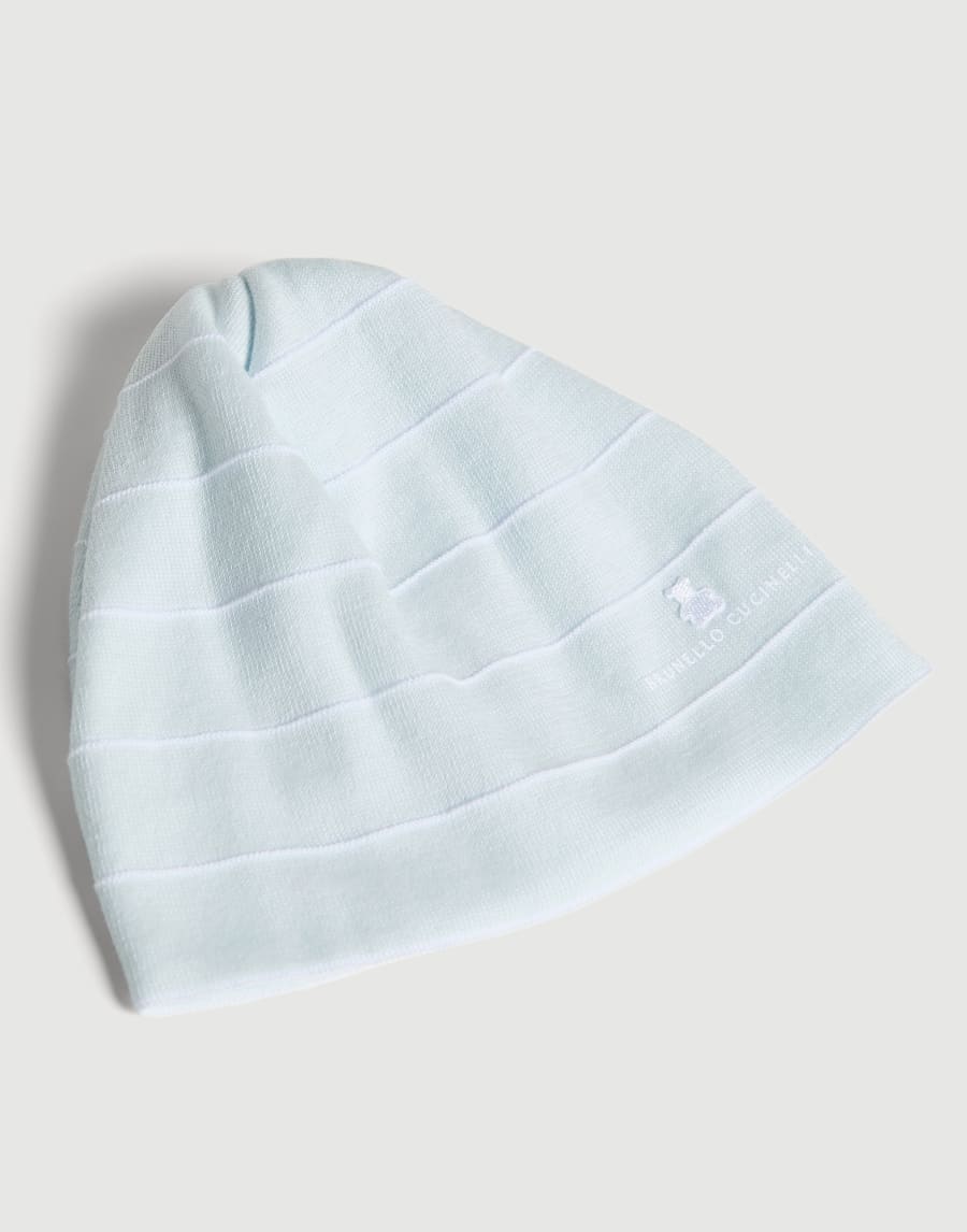 Bonnet Bébé Bernie en maille Bleu Ciel Bébé - Brunello Cucinelli