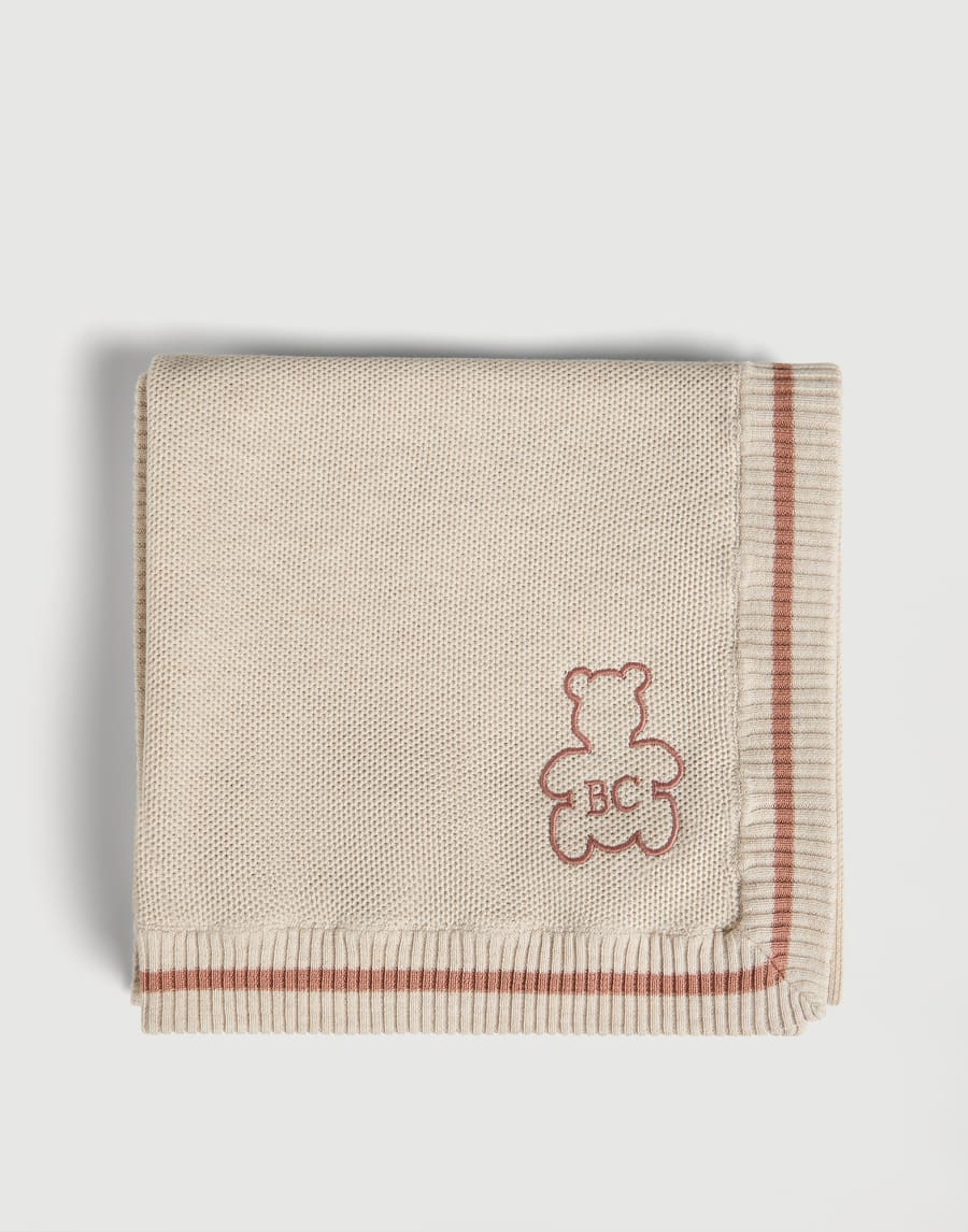 Baby Bernie blanket with embroidery Beige Baby - Brunello Cucinelli