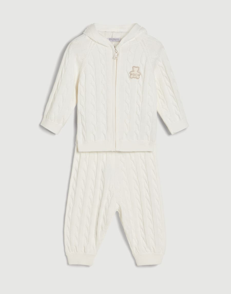 Baby Bernie cable knit coordinated set Panama Baby - Brunello Cucinelli