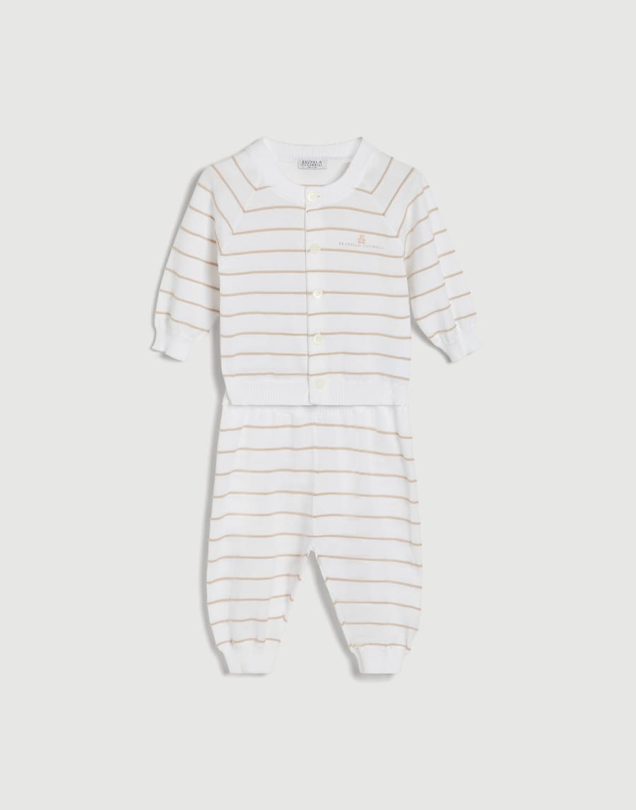Baby Bernie striped coordinated set Panama Baby - Brunello Cucinelli