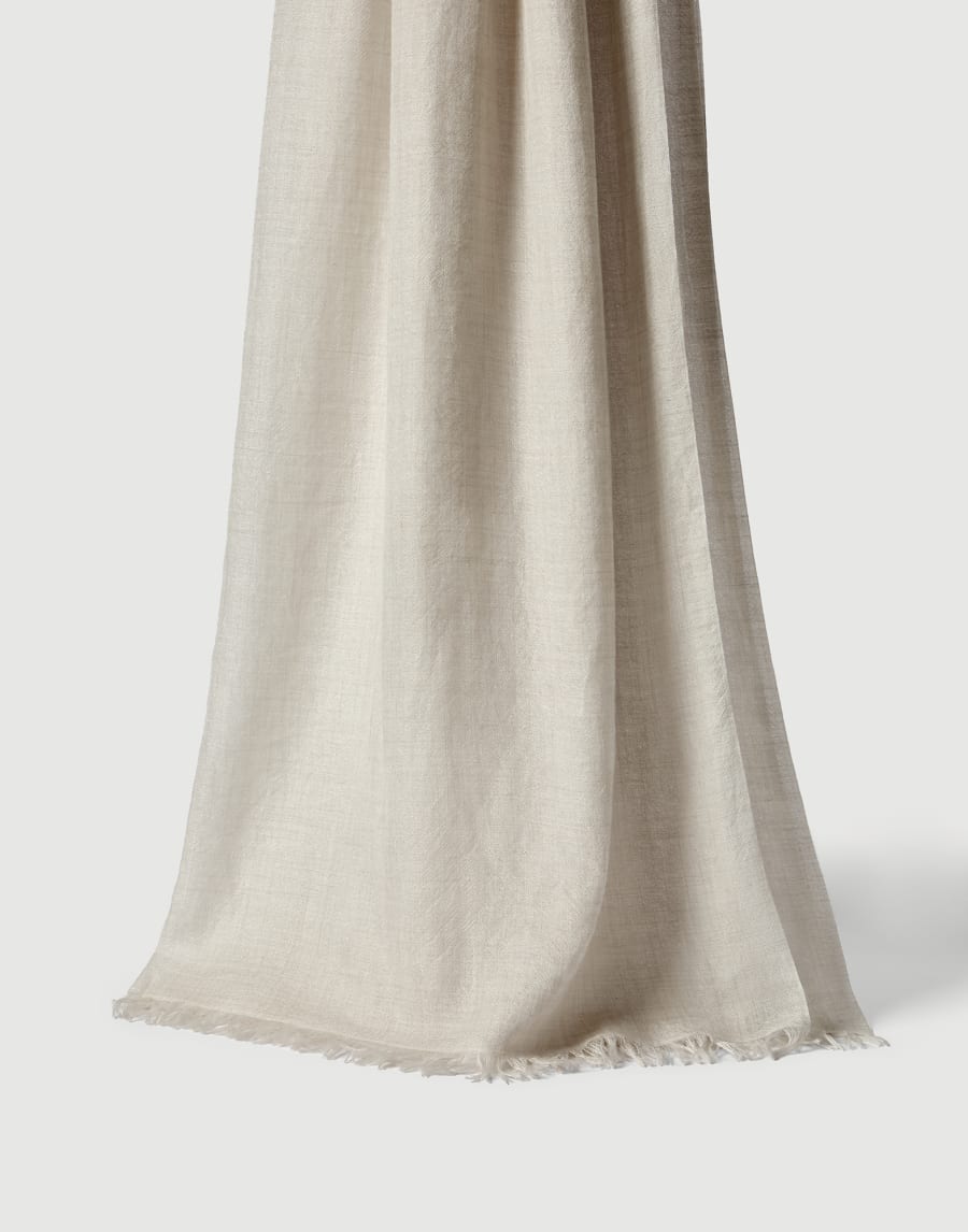 Cashmere and silk scarf Pearl Grey Woman - Brunello Cucinelli