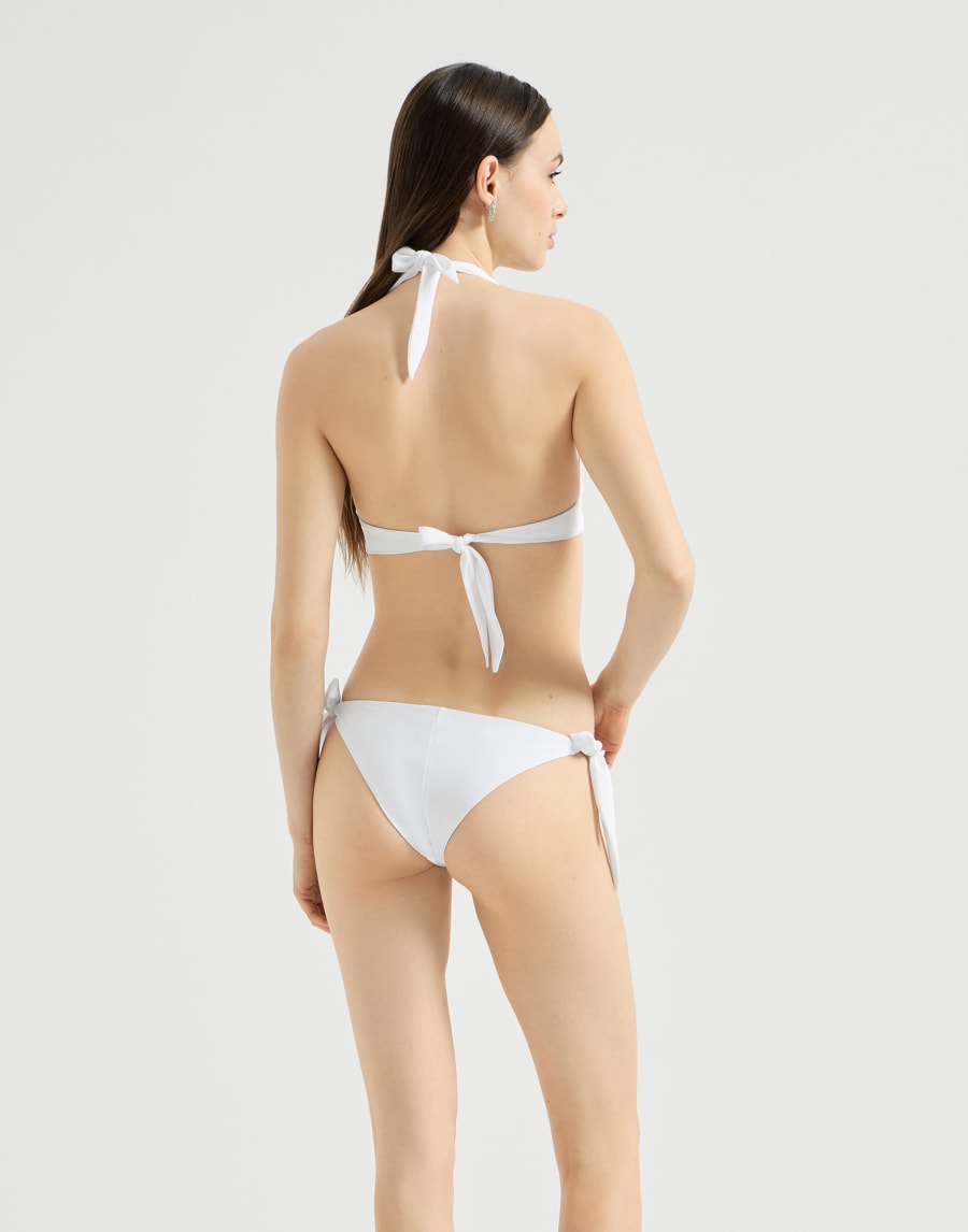 Top de bikini en punto técnico con Monile Blanco Mujer - Brunello Cucinelli