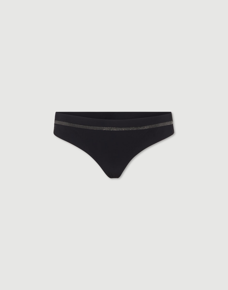 Slip bikini en jersey technique orné de Monile Noir Femme - Brunello Cucinelli