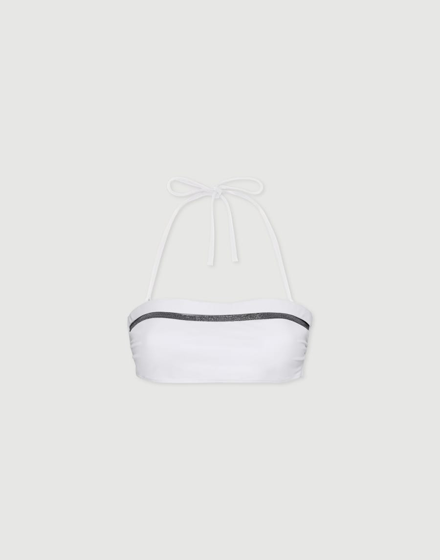 Bikini bandeau top with monili White Woman - Brunello Cucinelli