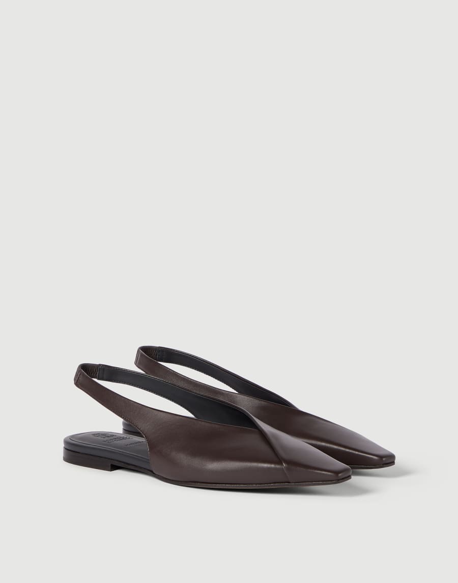 Calfiskin slingback flats Rust Brown Woman - Brunello Cucinelli