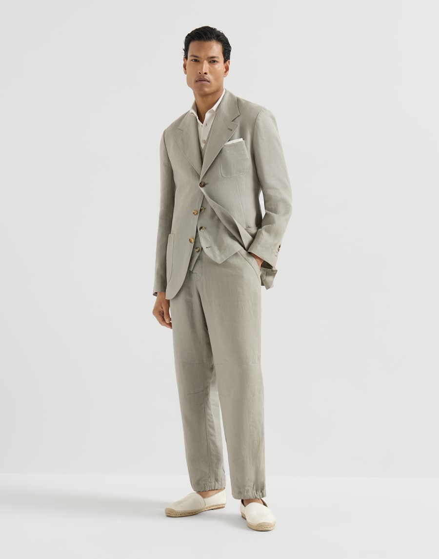 Linen chevron 3-piece suit Sage Man - Brunello Cucinelli