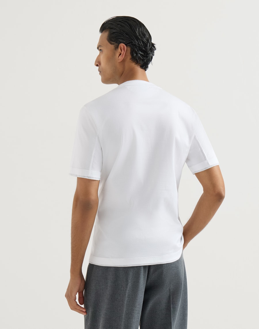 T-shirt with faux-layering White Man - Brunello Cucinelli
