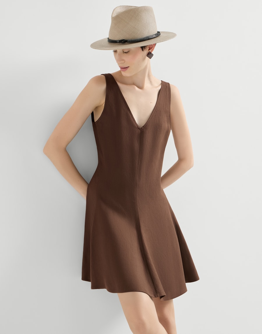 Mini robe en sergé Fluid Cacao Femme - Brunello Cucinelli