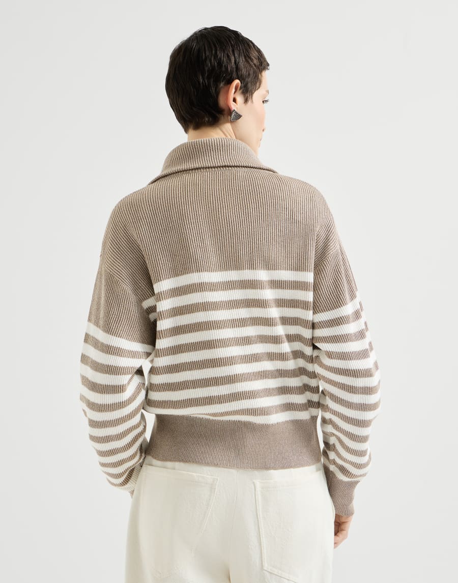 Sparkling cotton cardigan Beige Woman - Brunello Cucinelli