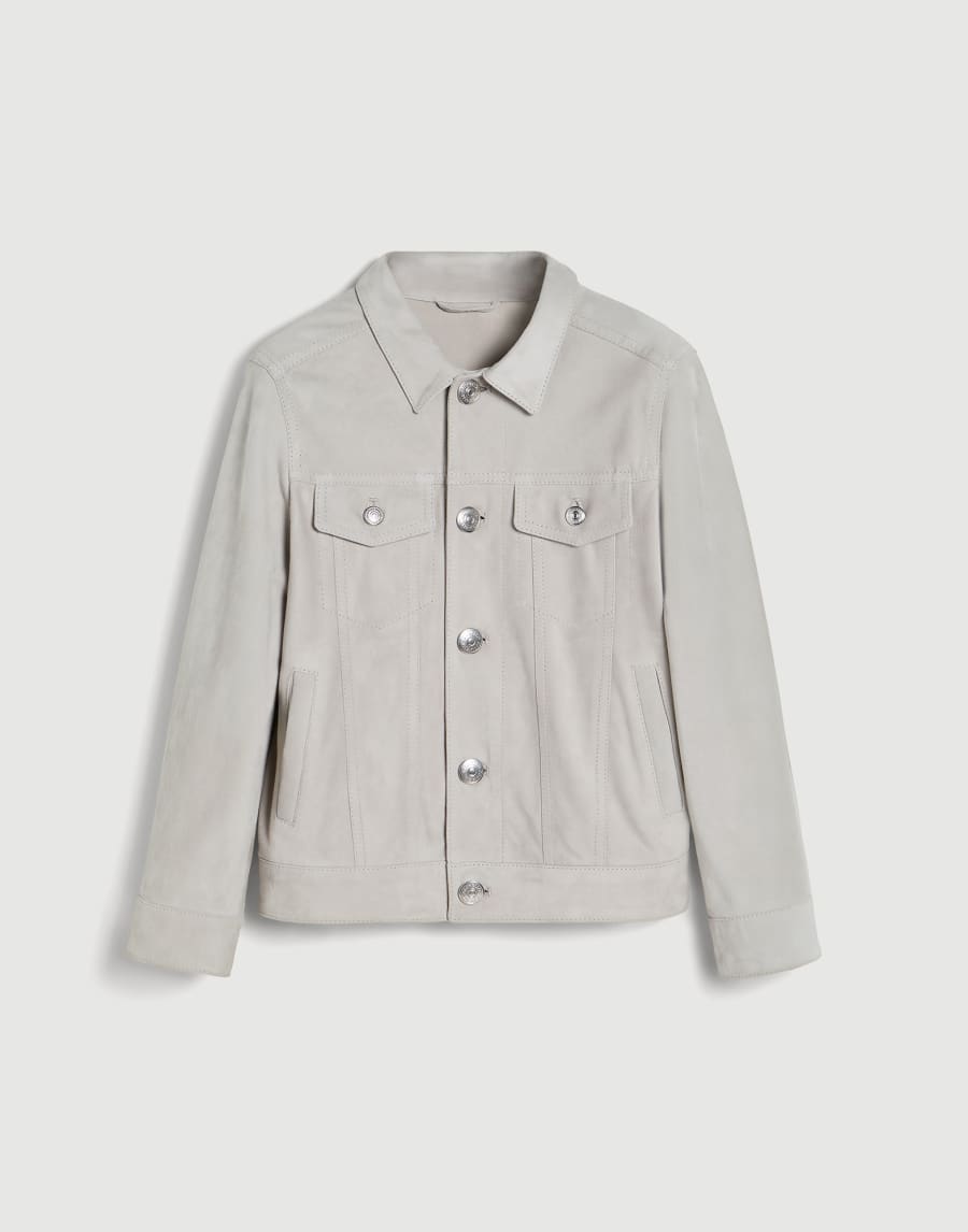 Suede four-pocket jacket Light Grey Boys - Brunello Cucinelli