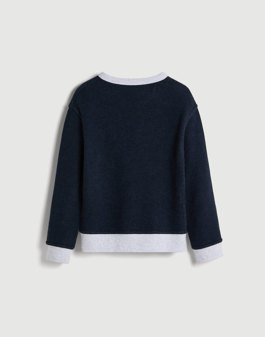 Mélange French terry sweatshirt with print Navy Blue Boys - Brunello Cucinelli