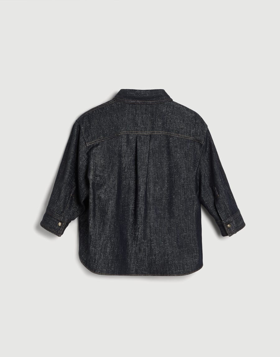 Denim shirt with monili Dark Denim Girls - Brunello Cucinelli