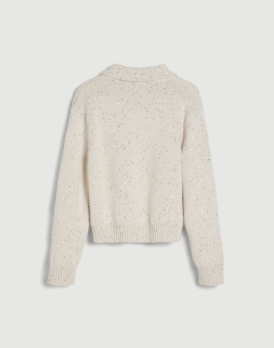 Cotton Diamond yarn cardigan Oat Girls - Brunello Cucinelli