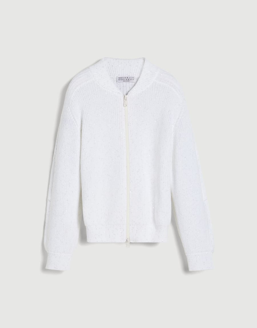 English rib knit cardigan White Girls - Brunello Cucinelli