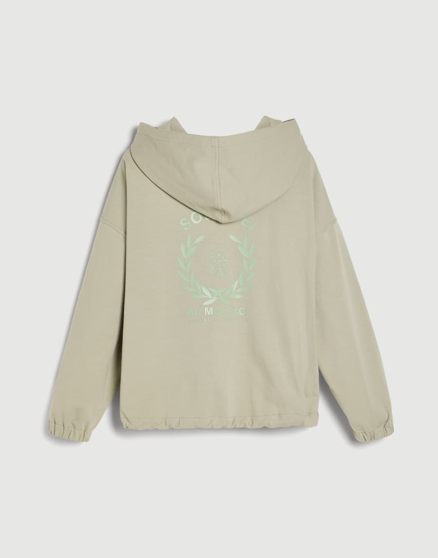 Hoodie with zipper and graphic Sage Girls - Brunello Cucinelli