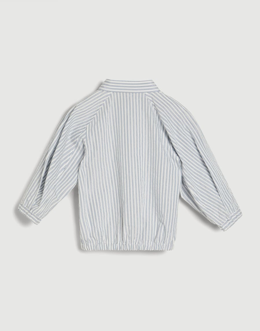 Sparkling striped cotton shirt Sky Blue Girls - Brunello Cucinelli