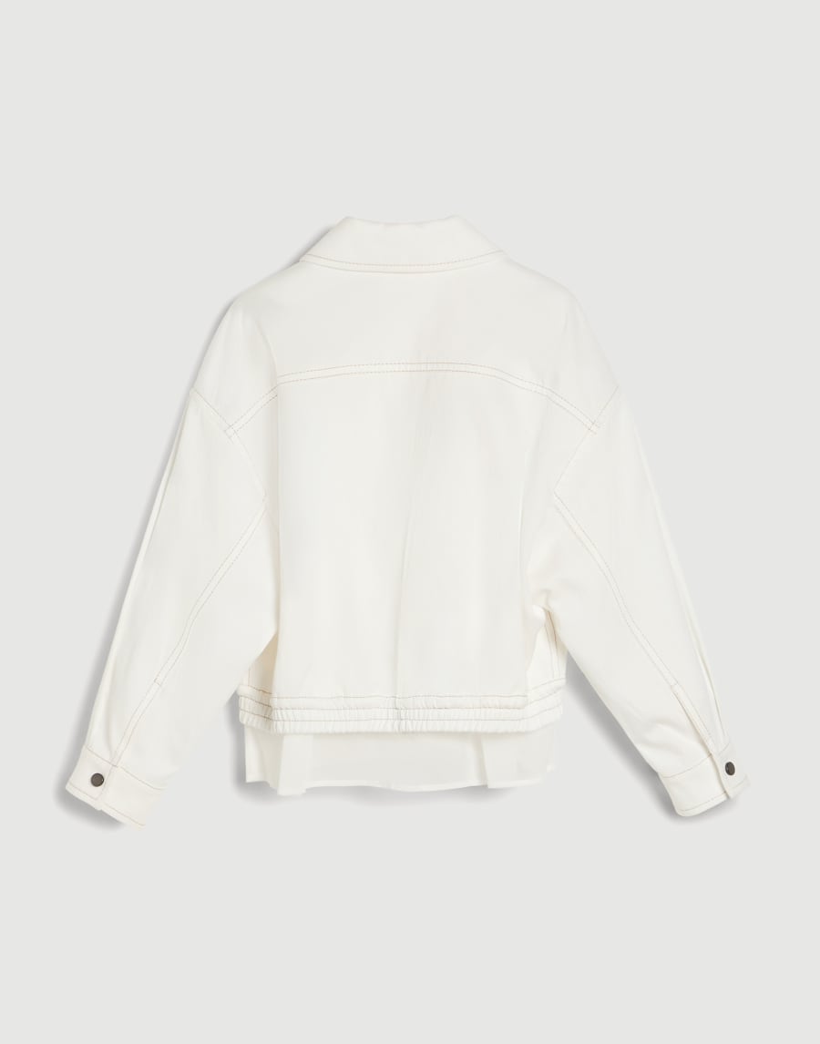 Jacket with Faux-Layering and monili White Girls - Brunello Cucinelli