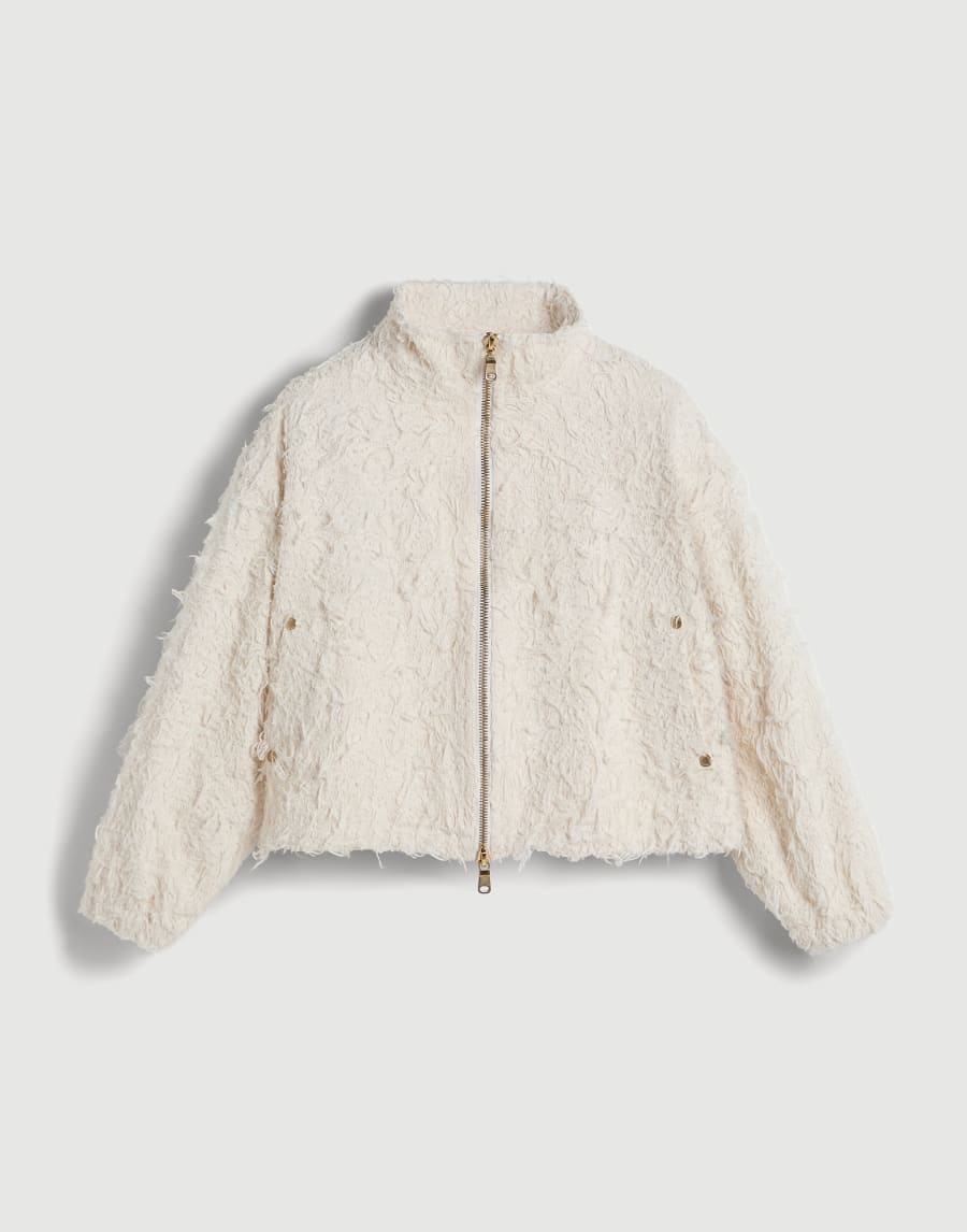 Fuzzy dyed denim outerwear jacket Ecru Girls - Brunello Cucinelli