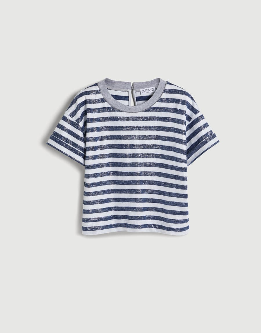 T-shirt with monili Blue Girls - Brunello Cucinelli