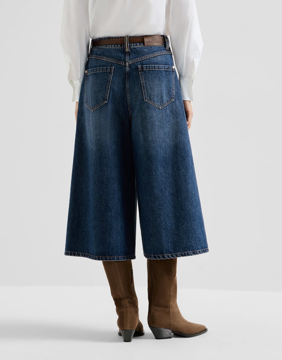 Baggy Crop trousers with monili Denim Woman - Brunello Cucinelli