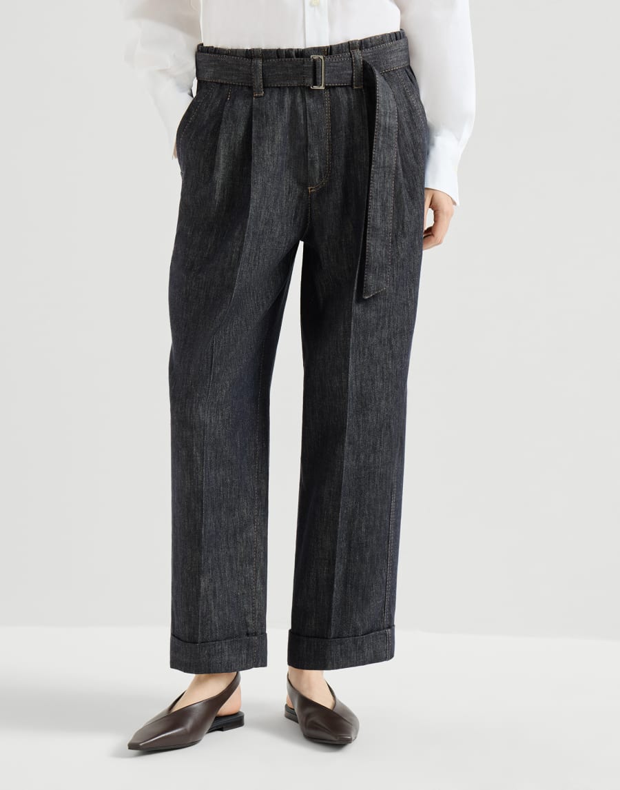 Sartorial Loose trousers Dark Denim Woman - Brunello Cucinelli