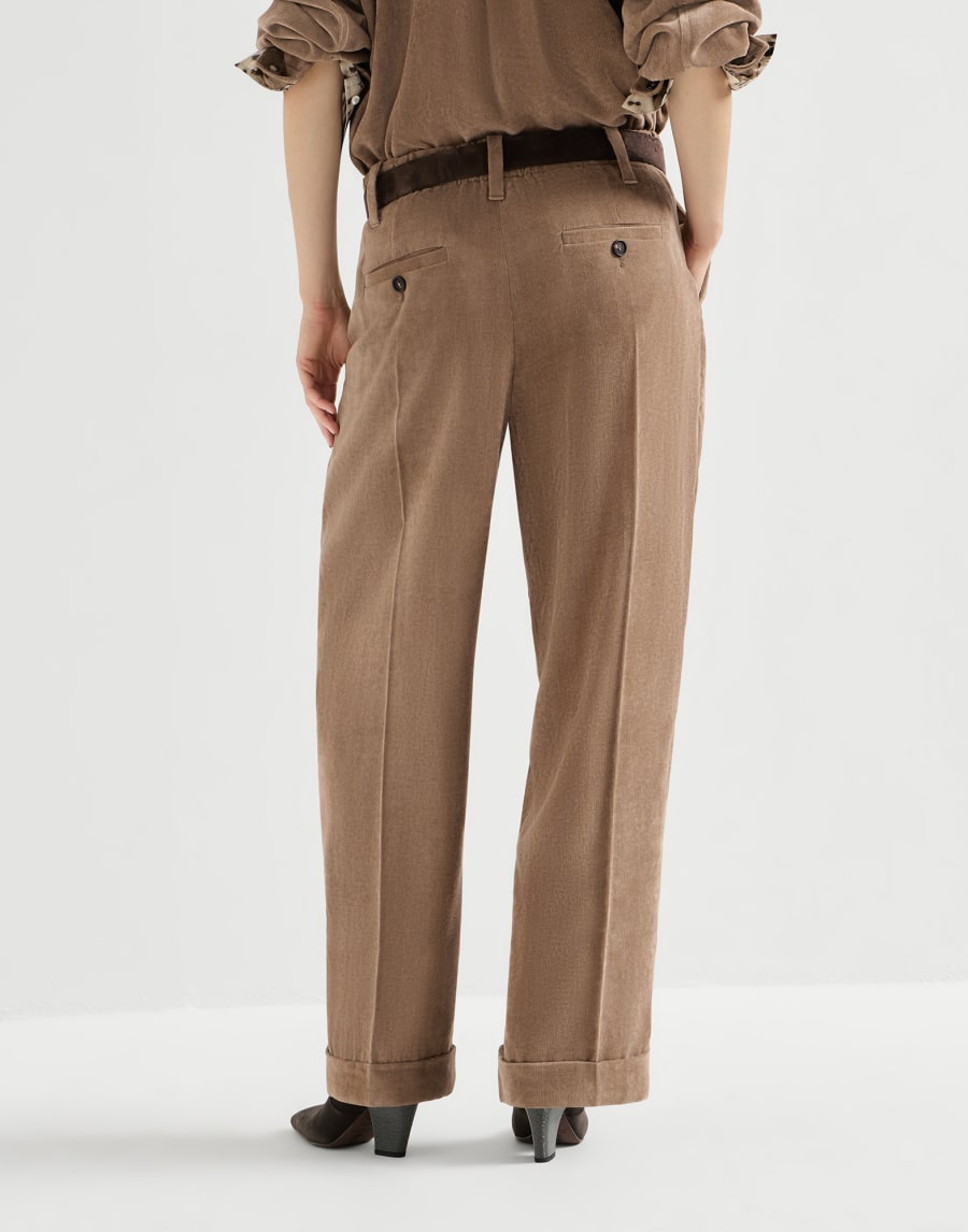 Fluid corduroy trousers Cappuccino Woman - Brunello Cucinelli