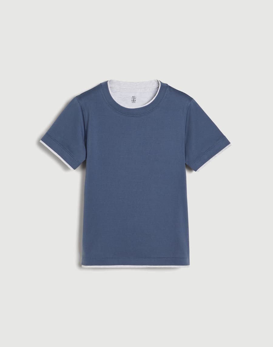 T-shirt with faux-layering Blue Boys - Brunello Cucinelli