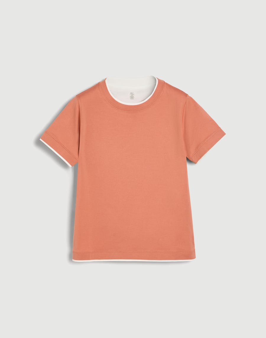 T-shirt with faux-layering Apricot Boys - Brunello Cucinelli