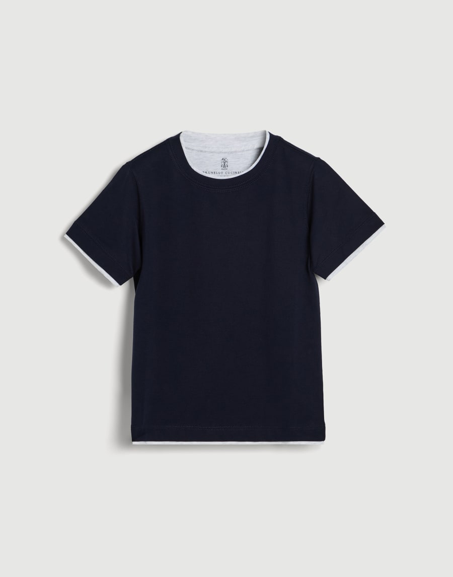 T-shirt with faux-layering Blue Boys - Brunello Cucinelli