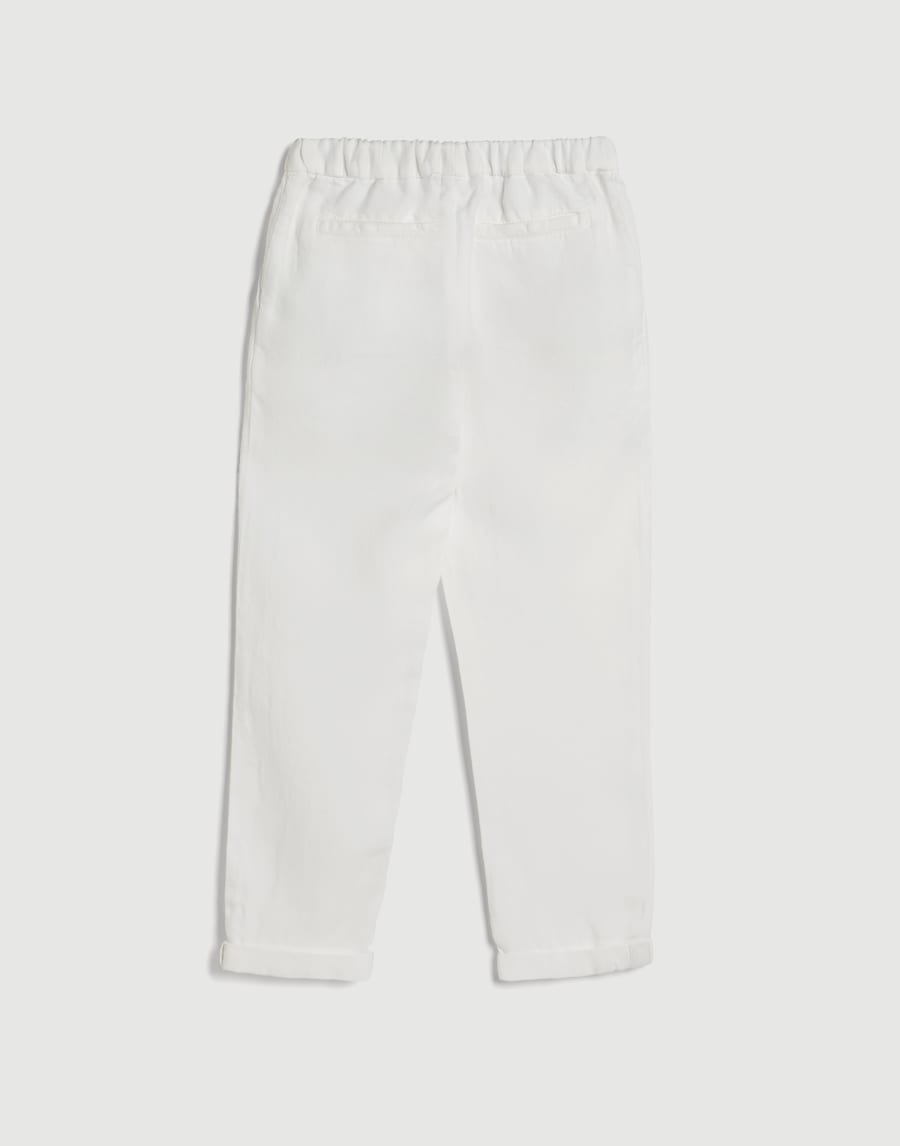 Gabardine trousers with double pleats White Boys - Brunello Cucinelli