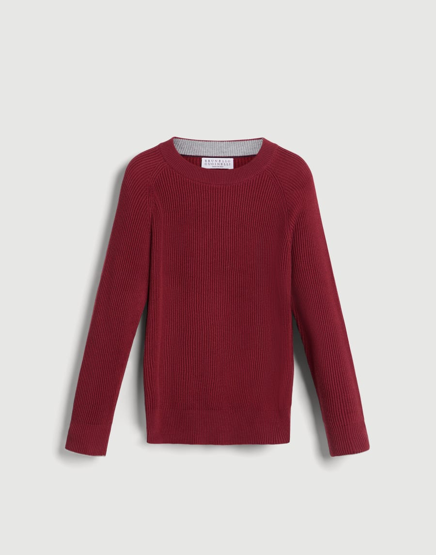 Cotton English rib sweater Red Boys - Brunello Cucinelli