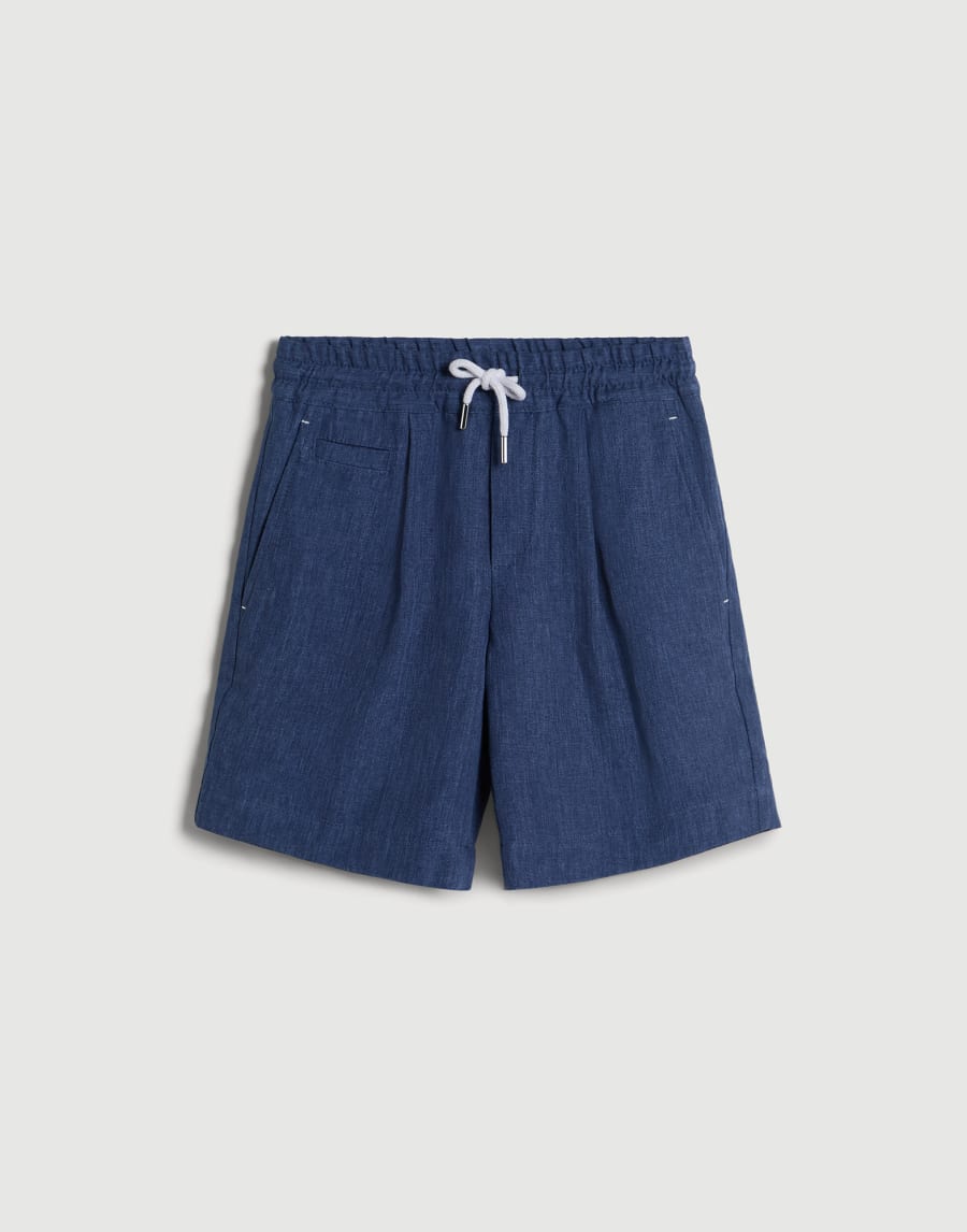Délavé linen Bermuda shorts Denim Boys - Brunello Cucinelli