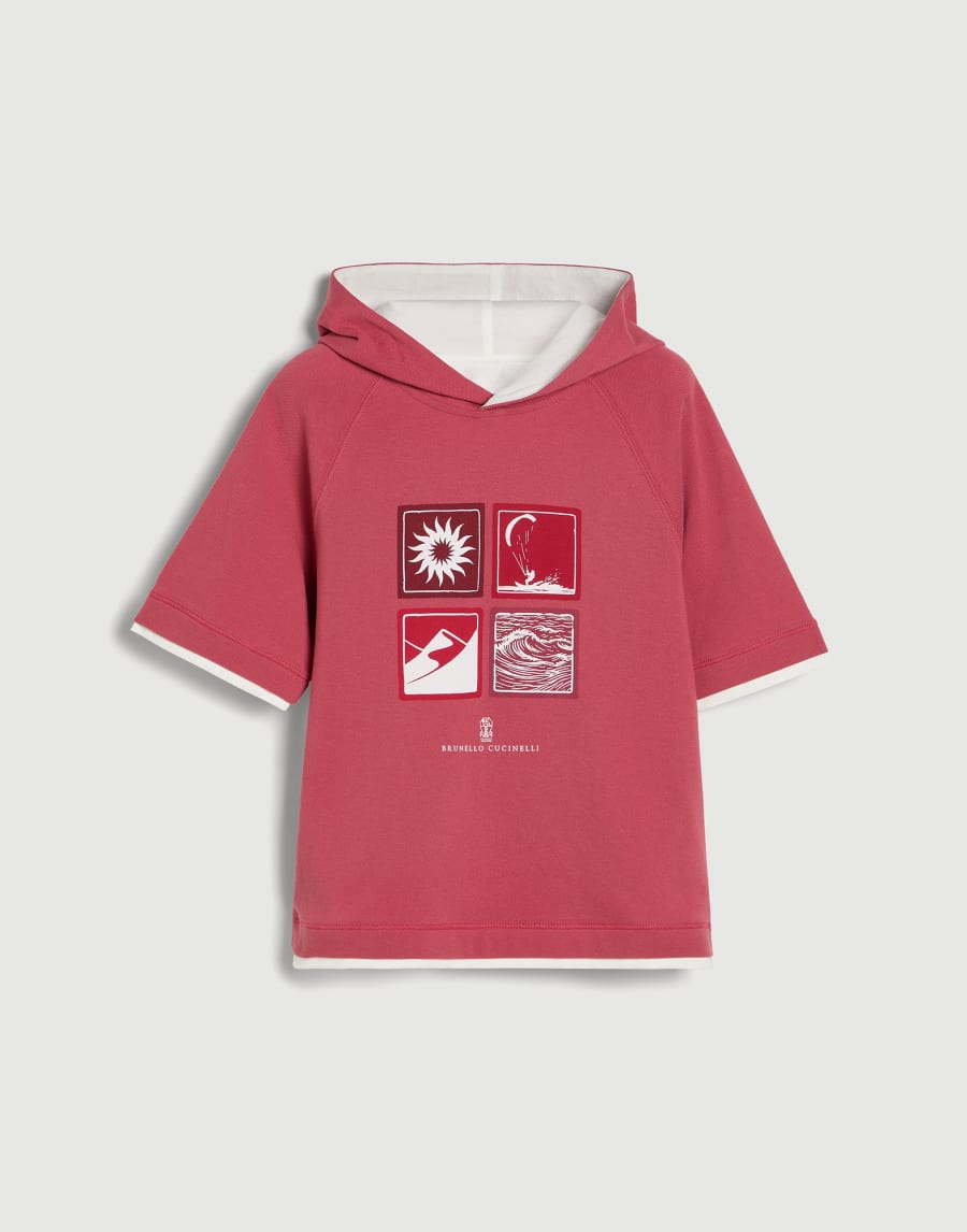 Sweatshirt with hood and graphic Red Boys - Brunello Cucinelli