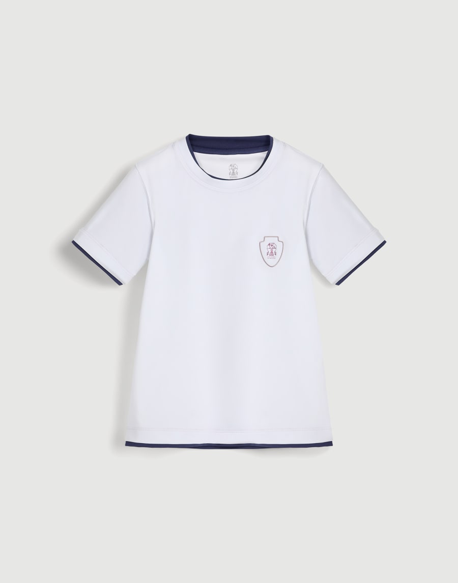 T-shirt with Faux Layering and logo White Boys - Brunello Cucinelli