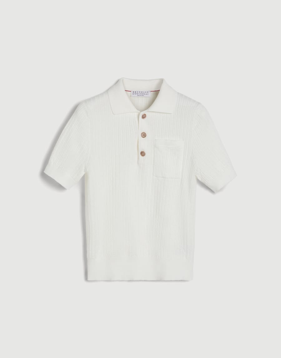 立体纹理马球衫 巴拿马色 男童 - Brunello Cucinelli