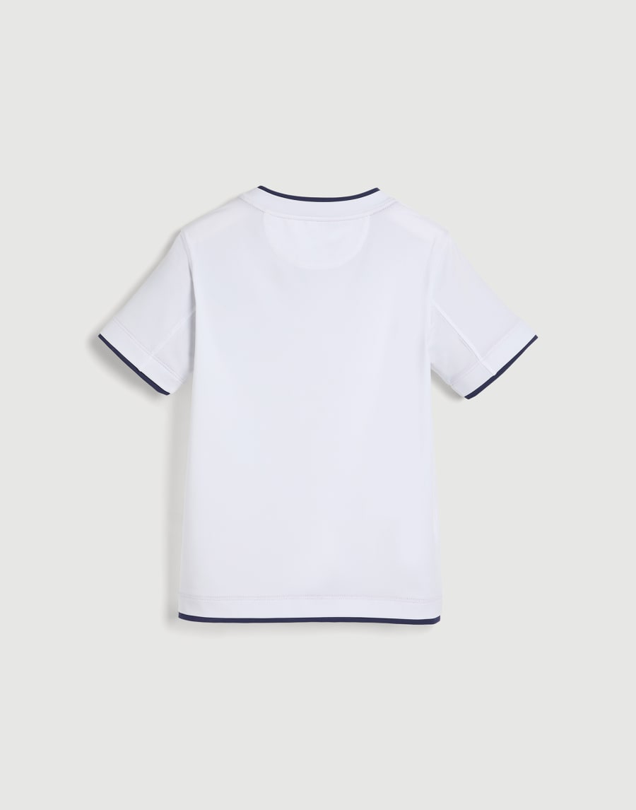 T-shirt with Faux Layering and logo White Boys - Brunello Cucinelli