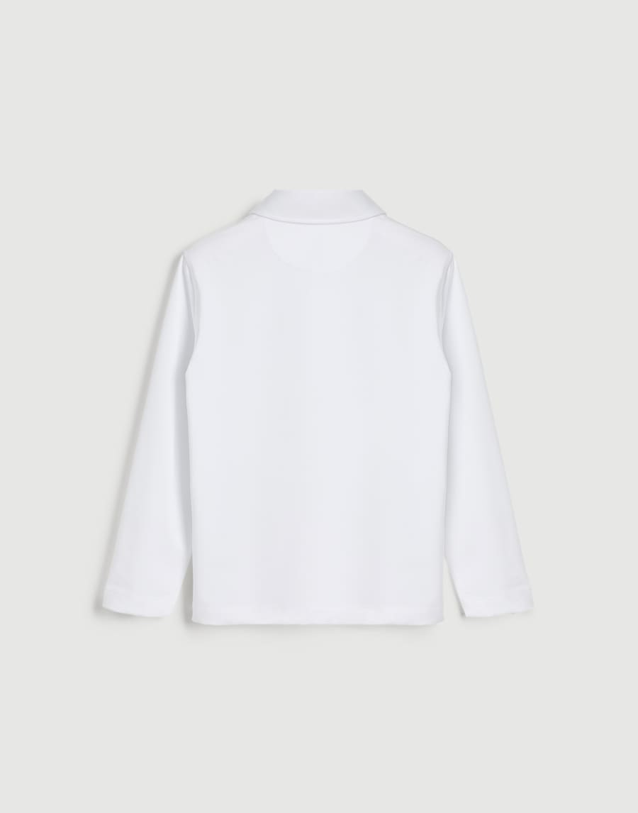 徽标装饰长袖马球衫 白色 男童 - Brunello Cucinelli
